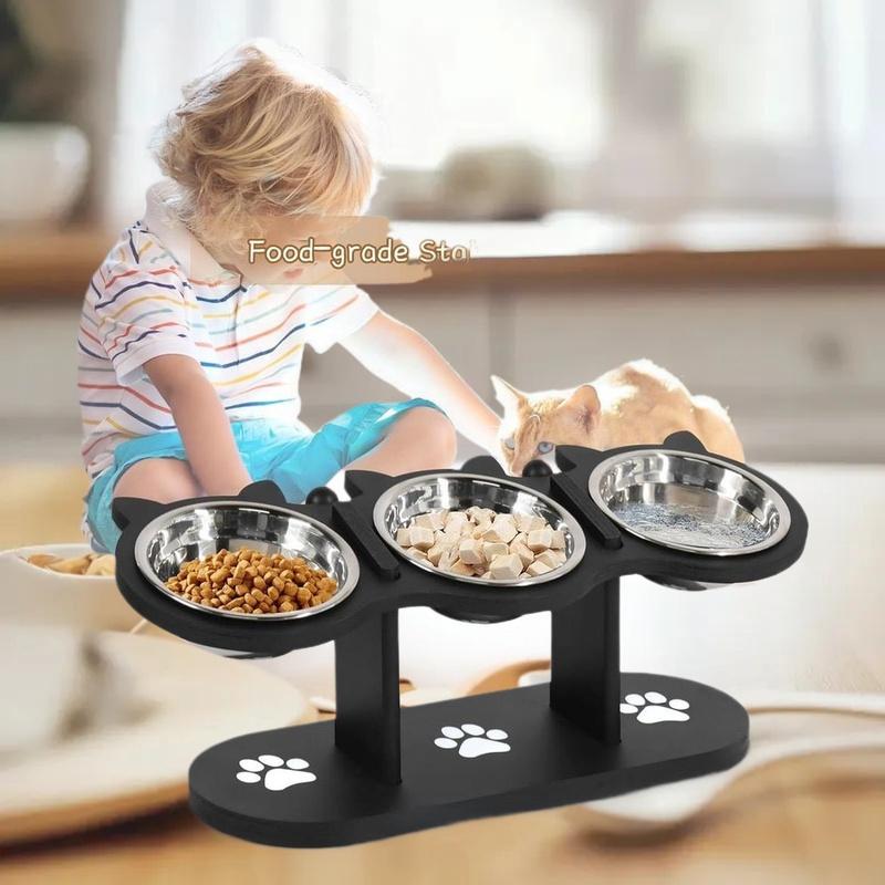 Elevated Cat Food Bowls with Non-Slip Base - Raised Feeder for Neater Eating, Reduce Neck Strain