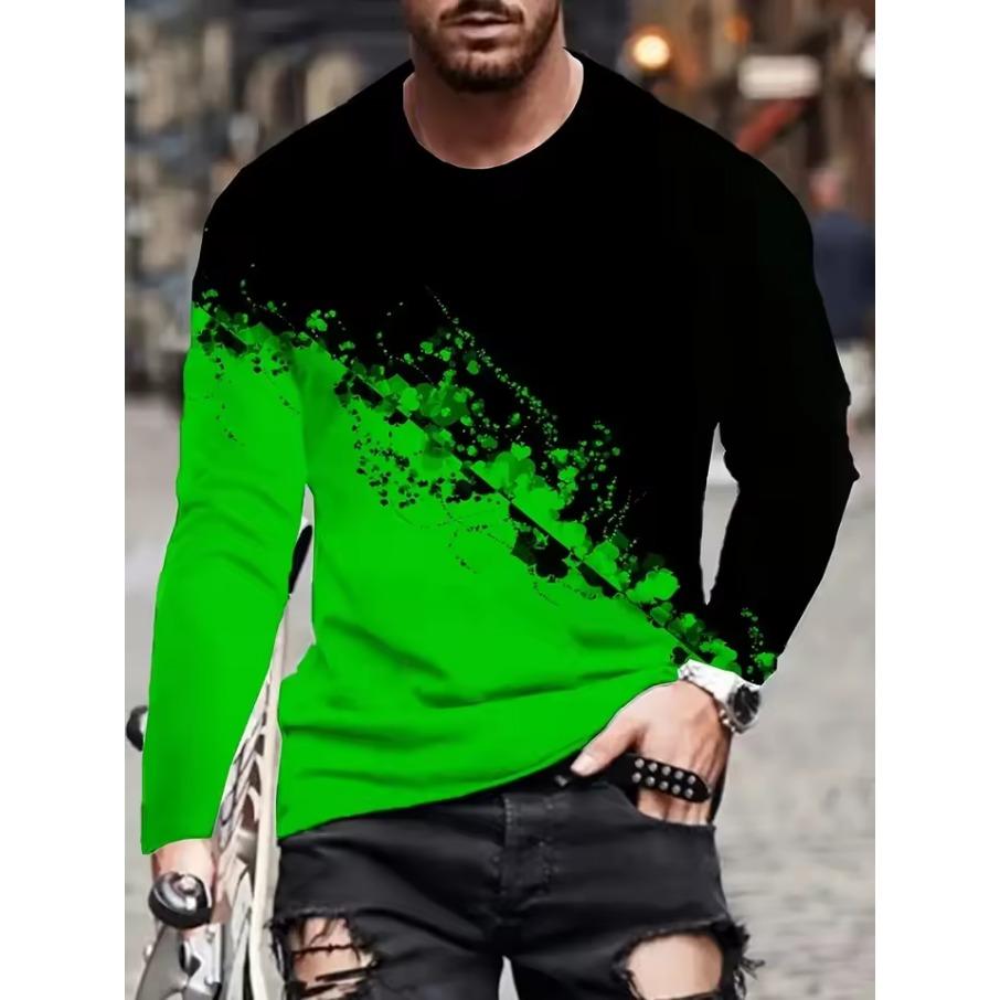 Spring Autumn Men Clothes Fashion Long Sleeve Round Neck Casual T Shirt Men Sport 3D Digital Print Street Style Sport Tops