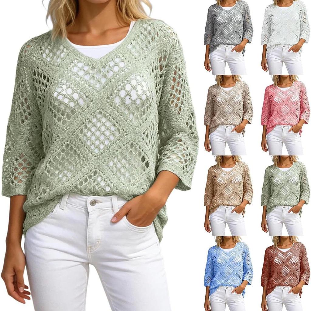 2026 Trendy Women's Quick-Dry Hollow-Out Sweater - Fashionable, Casual, Versatile, Comfortable Solid Color Top