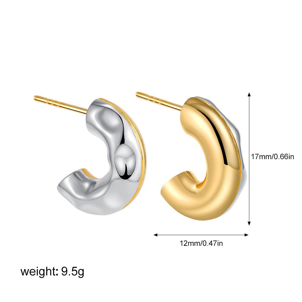 

U Shape Hoop Earrings Polished PVD Waterproof Stainless Steel Chunky Huggie Hoops Ear Buckle Femal Minimalist Punk Jewelry Aros
