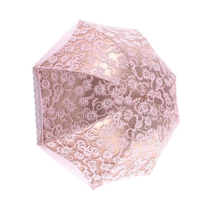 Lace Embroidery Umbrella Retro Coating 3 Folding UV Protection