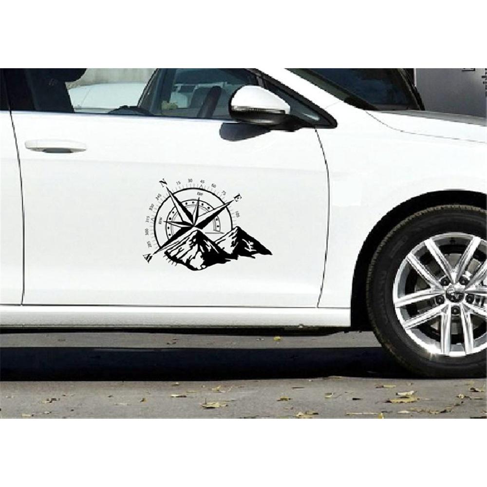 Black Car Hood Bonnet Door Panel Sticker Compass Graphics Vinyl Decal 48 X 34Cm