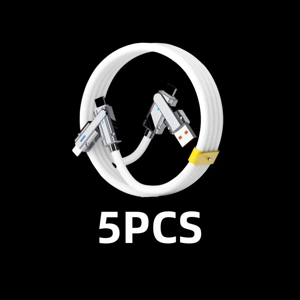 

5 шт. 100 Вт 4 в 1 Micro USB Type C зарядный кабель для iPhone Samsung 2 в 2 PD Fast USB кабель для Huawei/Honor 1m белый