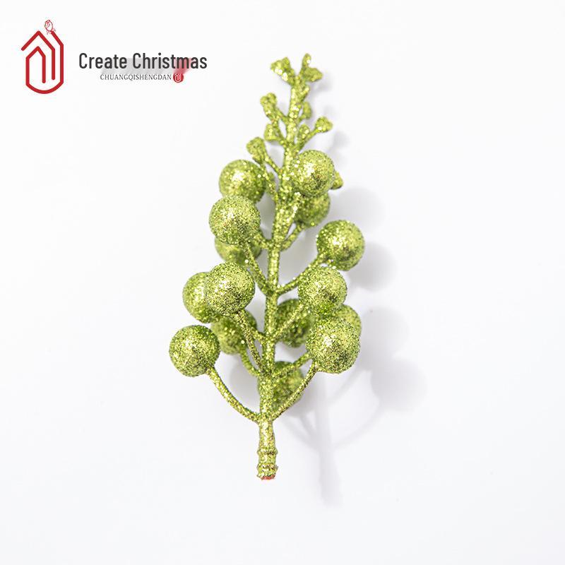 

Christmas Tree Decoration: Glittered Gold Cherry Berry Wreath with Rattan and Fruit Elements