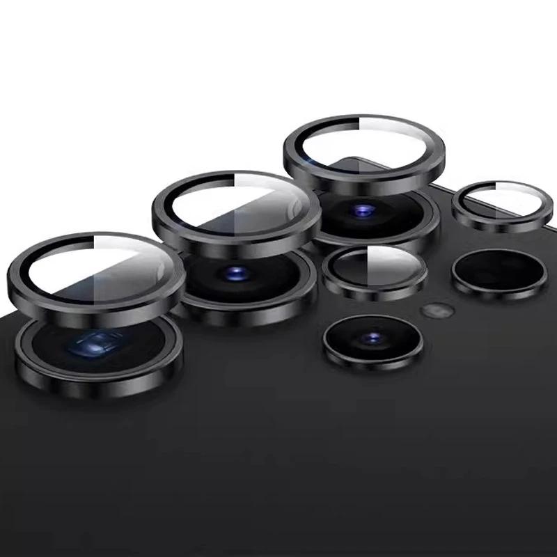 

Металлическое кольцо объектива Стекло для Samsung Galaxy S24 Ultra S24 Plus Полное покрытие объектива камеры Защитное стекло S23Ultra S23FE Защитный колпачок For S24 чёрный