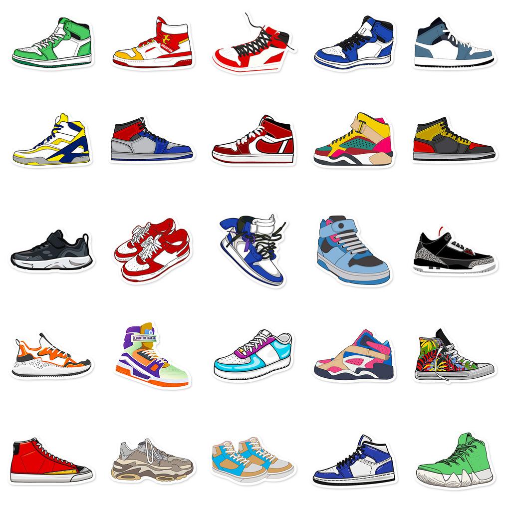 50 Sneaker-Aufkleber Trendige Coole Sneaker Graffiti-Aufkleber Skateboard Elektroauto