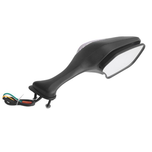 Black Aluminum Motorcycle Side Mirrors with Lights - 1 Pair, Suitable for Various Models