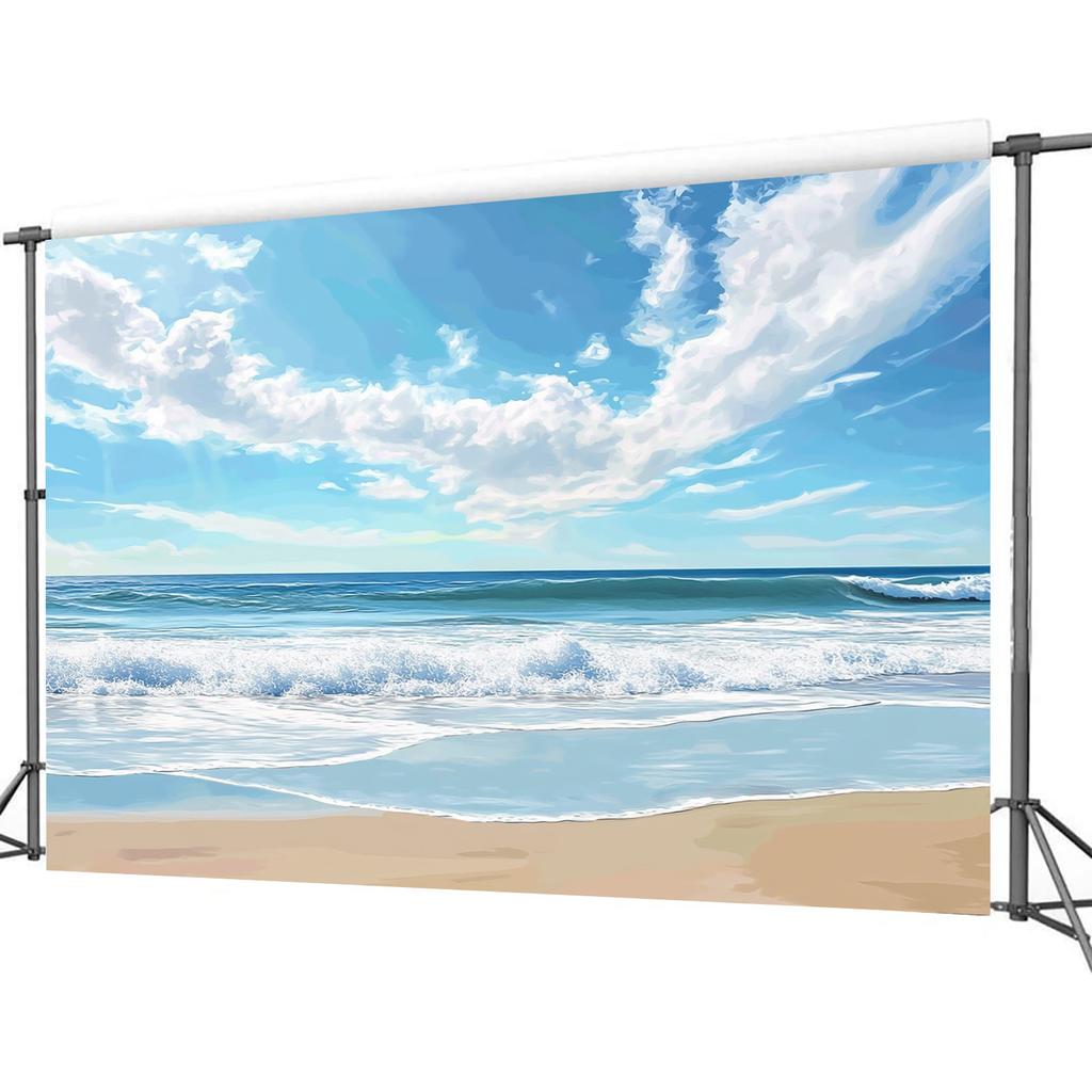 Beach Scene Sea Background, Polyester Material, Summer Theme, No Electricity, Suitable for Weddings, Parties