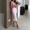 Spring New Women's Clothing, European and American French Dresses, Elegant Solid Color Lace Split Shoulder Strap Skirts