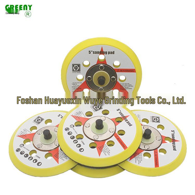 5-Inch Flocked 8-Hole Sandpaper Suction Pad for Pneumatic Polishing Machine, 125mm Base Plate, Self-Adhesive