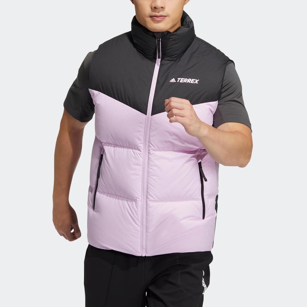 Adidas Solid Color Logo Print Zipper Sleeveless Vest Unisex Vests Pink HR8435