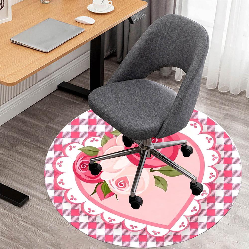 

1PC Rose Heart Office Round Area Rug, Under Office Chairs Bedroom Living Room Home Decor,Carpet for Office, -1110292 80cm by 80cm