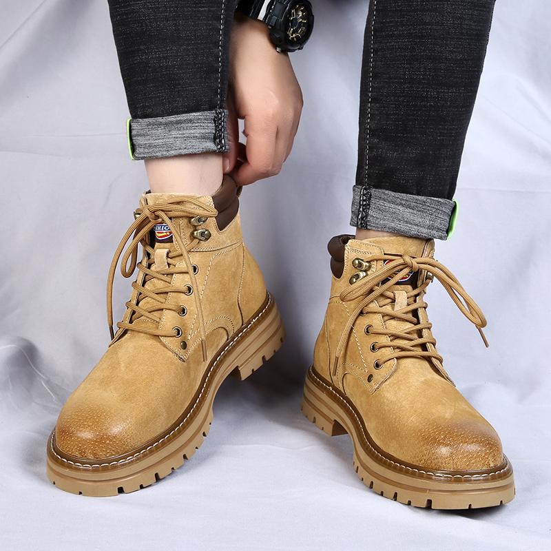 Winter Men's Boots Genuine Leather Boots Men's Warm Fur Snow Boots Outdoor Desert Boots Brand Leather Men Motorcycle Ankle Boots