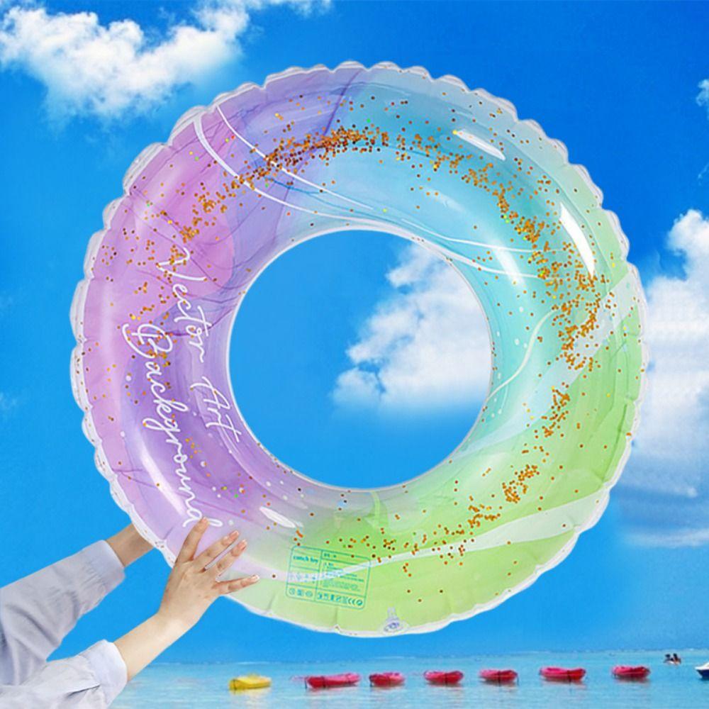 Glitter Sequin Pool Float Swimming Ring Transparent Inflatable Swimming Circle  Swimming Pool