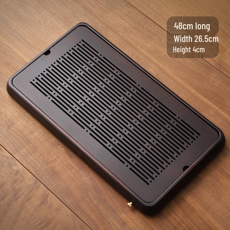 Bamboo Tea Tray with Water Storage - Simple Rectangular Design for Tea Sets