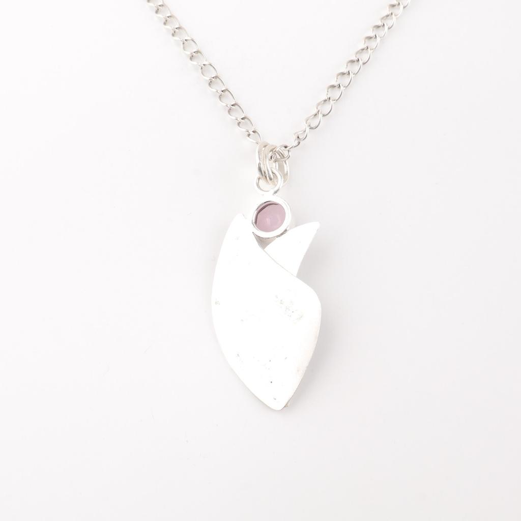 Rose Chalcedony Gemstone 925 Sterling Silver Jewelry Handmade Antique Pendant PP-36-15