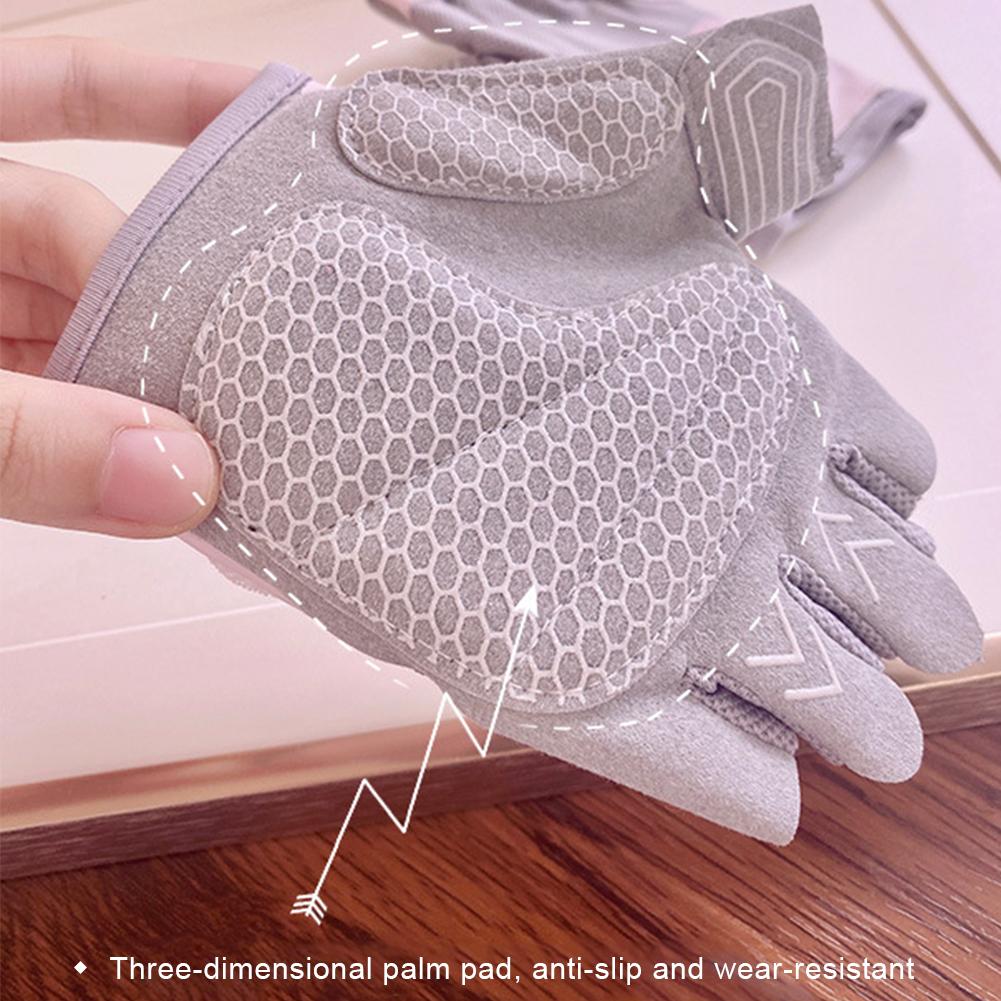 1Pair Women's Half Finger Fitness Gloves Anti-slip Wear-resistant Shock Absorption Workout Gloves for Kettlebell Training Yoga Cycling
