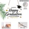 2D Flat Aluminum Graduation-themed Wall Hangings Available in Multiple Sizes Featuring A Simple Black and Gold "Happy Graduation" Design Are A