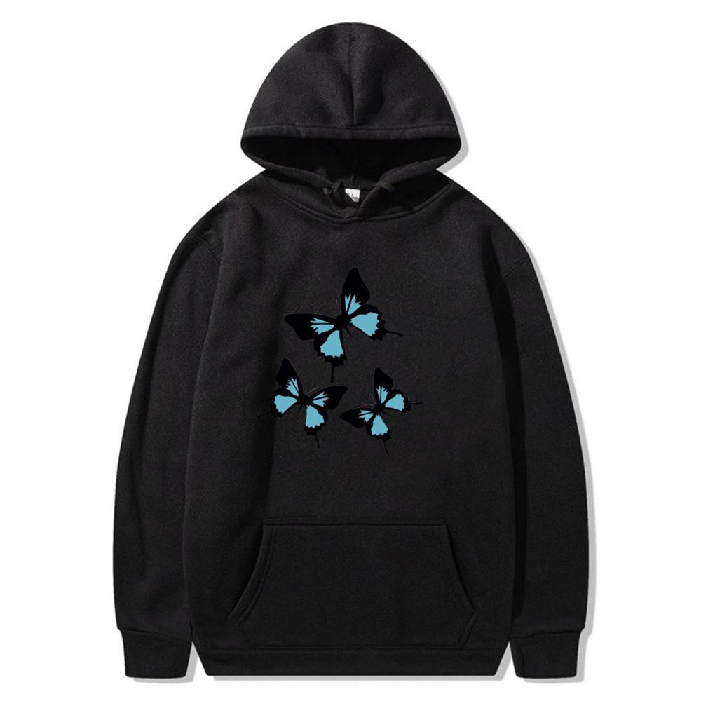 2025 autumn and winter hoodie three butterfly sweater men s and women s European and American style loose American alphabet top S