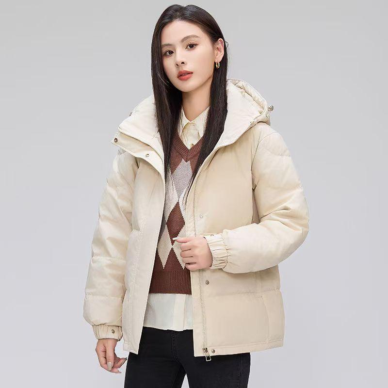 Thickened Down Cotton Jacket with Detachable Hood for Winter Petite