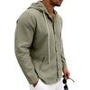 Men's Linen Casual Hooded Long Sleeve Cardigan Shirt for Beach Summer