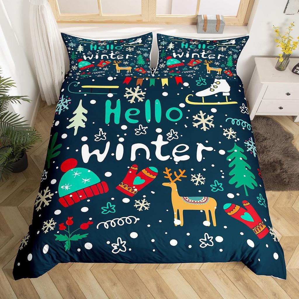 Santa Claus Down Comforter Set Bedding Set 3-piece Coverlet Set