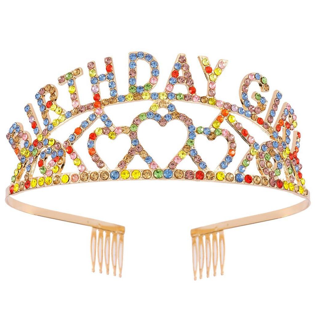 Rhinestone BIRTHDAY QUEEN GIRL Queen Princess Love Birthday Crown Party Supplies
