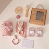 Newborn Gift Set Baby Full Moon Memorial Milestone Photo Props Non-toxic Customized Color Cotton Multifunction Rabbit Rattle Set