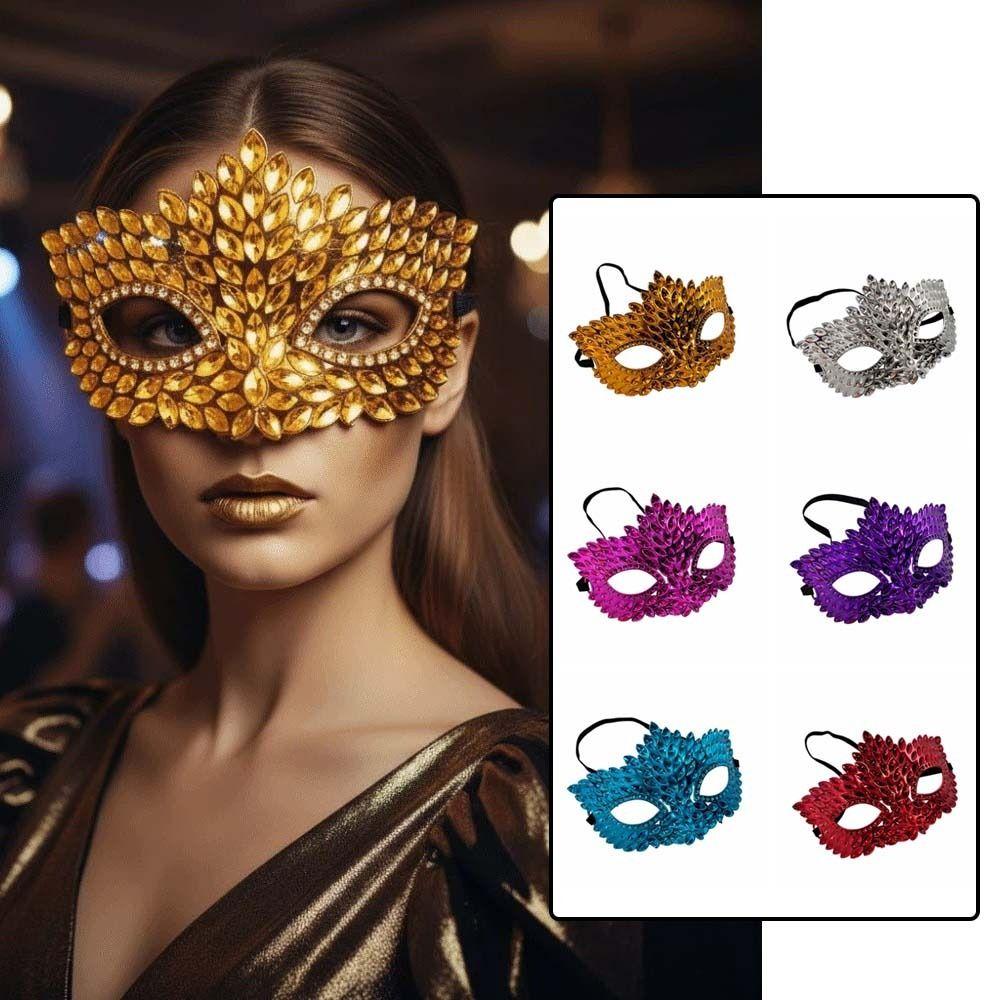 Crowned Masquerade Mask Metallic Party Eyemask Carnival Visor Half Facepiece Techno Rave