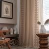 Cotton Linen American Geometry Home Window Curtain Embroidered Edge Blackout Drapes Curtains Living Room Bedroom Kitchen Window