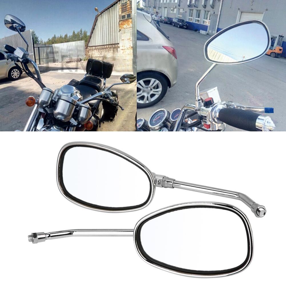 2 pcs Set Motorcycle Black l bar & R Bar Retro Side Rearview Mirror 10mm