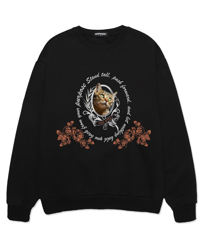 VANNWORKS Proud Cat Oversized Sweatshirt (Vls0112) Black (Type A)