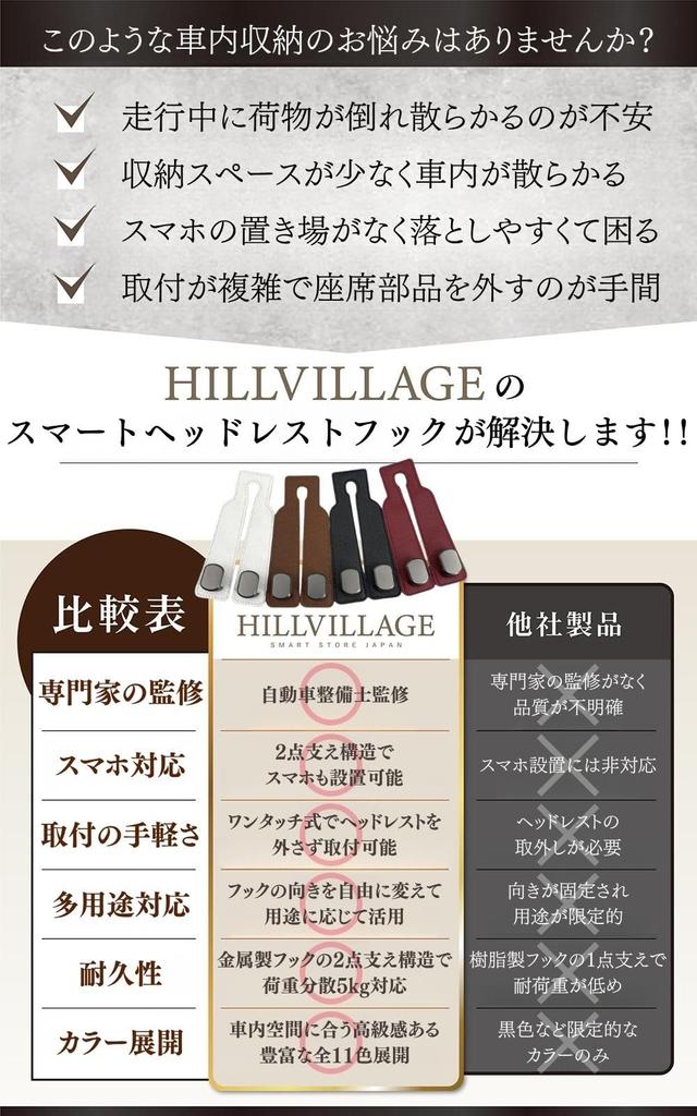 Car Hook, Headrest Hook, Seat Hook, [Smartphone Stable Installation Structure & 2 Metal Hooks