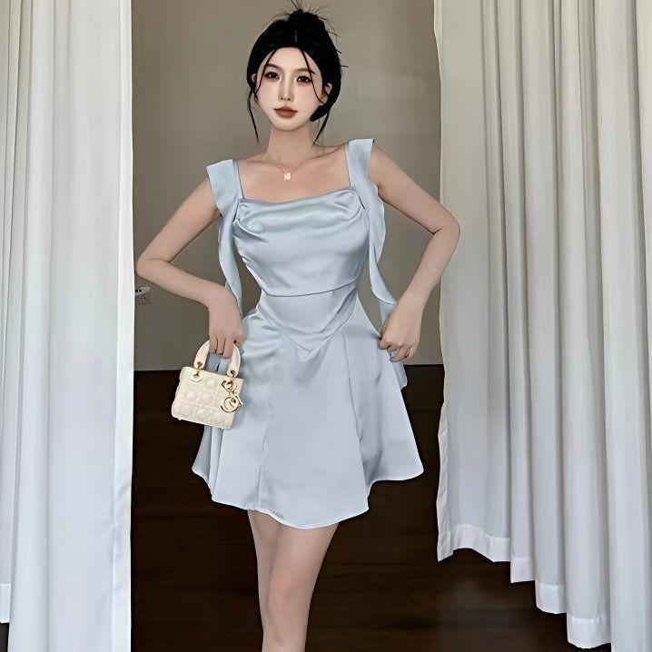 Private Lady Satin Strap A Line Dress With Waist Tuck For Summer 2025
