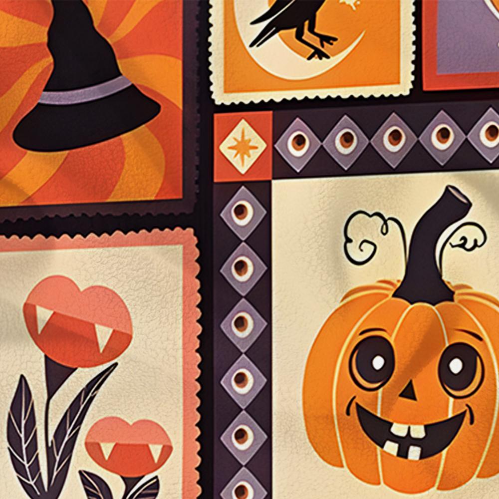 Vintage Halloween Scene Soft Flannel Blanket Breathable Warm Throw for Office Car Sofa Kids Room Birthday Xmas Gift