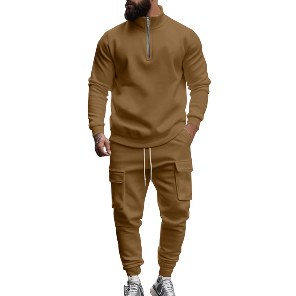 Men's Casual Warm Zipper Sports Pants Set