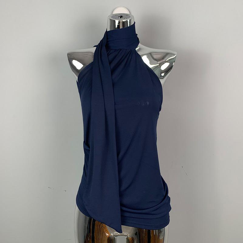 

Жилет Dongdaemun Slim Fit Halter Neck Vest – универсальный женский топ с лентами, подчеркивающий ключицы и фигуру One Size