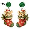 Christmas Mouse Earrings 1 Pair Cute Acrylic Earrings, 2D Flat Cartoon Animal Dangle Holiday Party Accessories Drop for Women, Glitter Star
