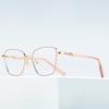 New Trend Anti Blue Light Metal Frame Flat Mirror Cat Eye PC Glasses for Men Women Business High-end