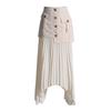 2025 Autumn Elegant Patchwork Tassel Pleated Midi Skirt