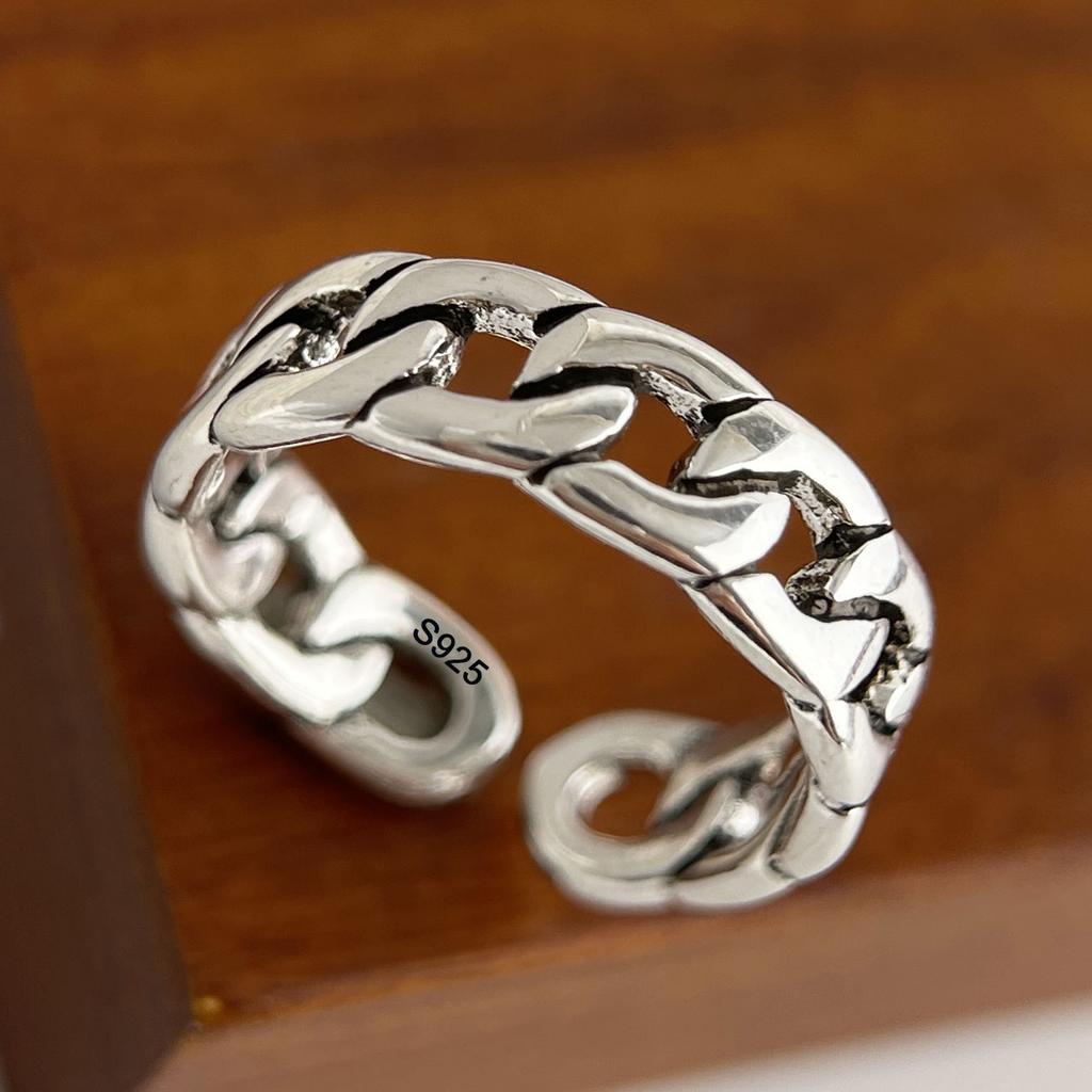 925 Sterling Silver Rings for Women Couple Minimalist Handmade Simple Wide Cross Line Ring Fine Jewelry Gift Prevent Allergy