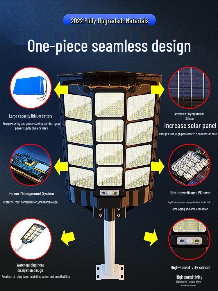 Smart Solar LED Street Light with Remote Control - Super Bright Outdoor Courtyard Lamp