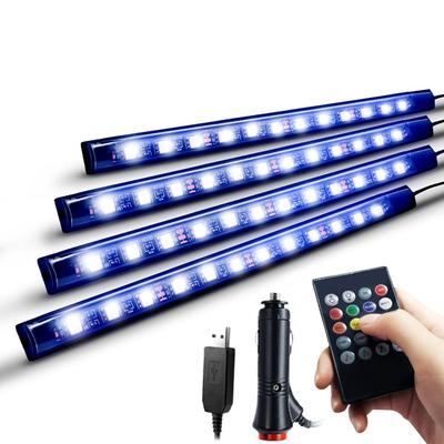 Nanpoku Car LED Strip USB Cigarette Lighter Socket Dual Power High 8 RGB Multiple Flash 4 Lighting Foot Remote Control Included Lights, & Supply,