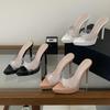 Summer Fashionable Pointed-toe Platform Slides  Versatile Rhinestone Sandals With Transparent Straps