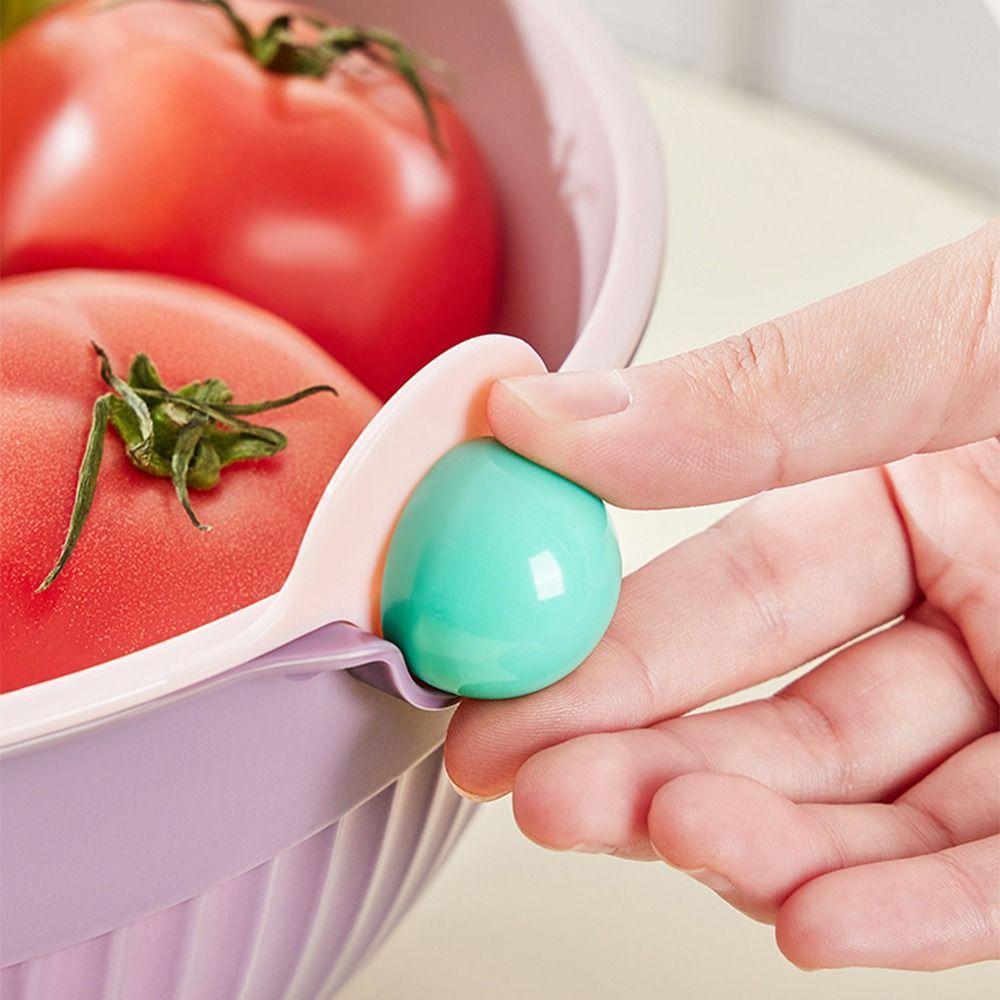 Double Layer Fruit Drainer Basket Set Round Kitchen Fruit Basket Washing Bowl  Fruit Strainer