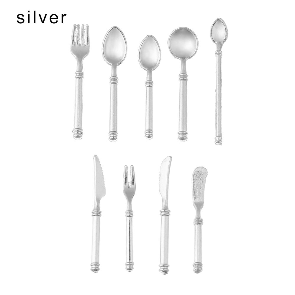 

Kitchen Tableware Fork Knife Spoon Simulation Mini Cutlery Doll Accessories Miniature Cookware серебряный