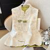 2025 New Early Spring Temperament Jacquard Crew Neck High-end Top Medium Vest Female Super Fairy