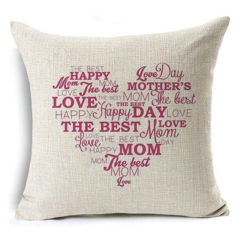 New Mother's Day Gift Text Love Pattern Pillowcase Linen Print Decorative Pillow Cushion Cover