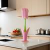 1pc Tulip-Shaped Reusable Cup Brush with Long Handle and Detachable Sponge Head - Durable Plastic Kitchen Cleaning Tool for Bottles and Glass