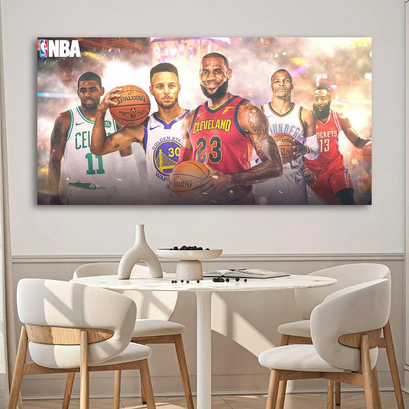 NBA Star Collection Poster: Giannis, Leonard, Curry & Lillard - Self-Adhesive Wall Sticker